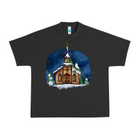 Pigment Black Christmas church and snow Urban Heavy Tee - AdoDesignShop