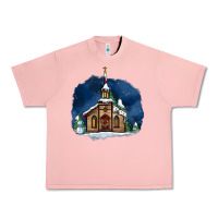 Salmon Christmas church and snow Urban Heavy Tee - AdoDesignShop