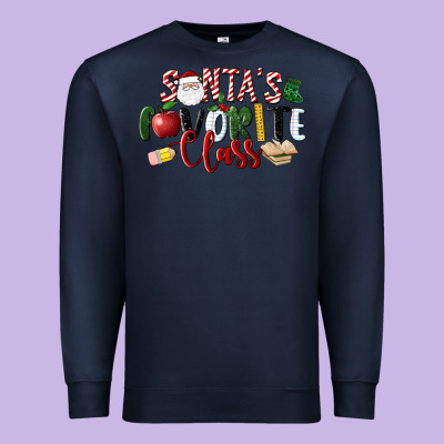 Santa's Favorite Class Christmas Premium Sweatshirt Designed By Lillyallendesigns