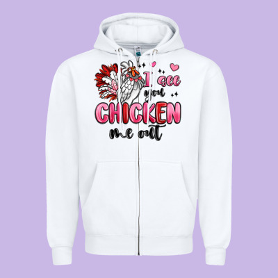 I See You Chicken Out Zipper Hoodie Designed By Maliassmallbusiness