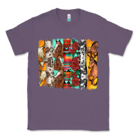 Lavender western horses roses and bullskulls wıth cowhide amd serape brushstro Classic Tee - Artiststas