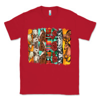 Red western horses roses and bullskulls wıth cowhide amd serape brushstro Classic Tee - Artiststas