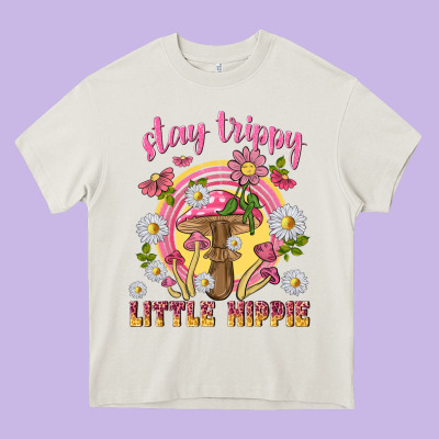 Stay Trippy Little Hippie Tbw Heavy Core Tee Designed By Texasbilliewilder