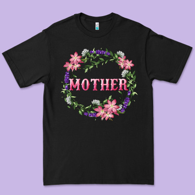 Premium Tee mother with floral wreath