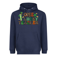 Navy one lucky teacher Heavyweight Hoodie - LillyAllenDesigns