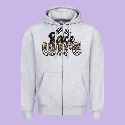 Race Wife Zipper Hoodie Designed By Maliassmallbusiness