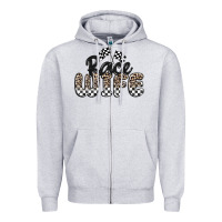Heather Grey race wife Zipper Hoodie - MaliasSmallBusiness