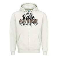 Oatmeal Heather race wife Zipper Hoodie - MaliasSmallBusiness
