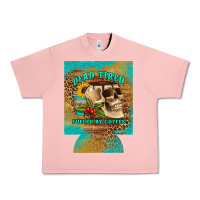 Salmon dead tired fueled by coffee 12 oz can cooler (regular) Urban Heavy Tee - Artiststas
