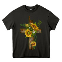 Asphalt sunflower cross Heavy Core Tee - texasbilliewilder