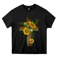 Black sunflower cross Heavy Core Tee - texasbilliewilder