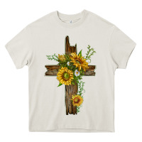 Cream sunflower cross Heavy Core Tee - texasbilliewilder