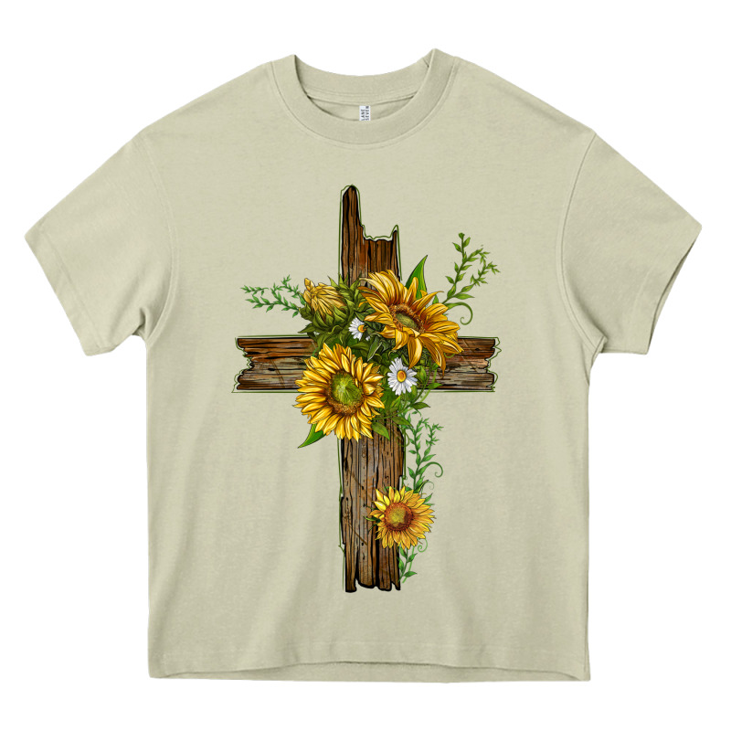 Sunflower Cross Heavy Core Tee by texasbilliewilder | Teevron