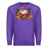 Purple christmas vibes hot cocoa Premium Sweatshirt - LillyAllenDesigns