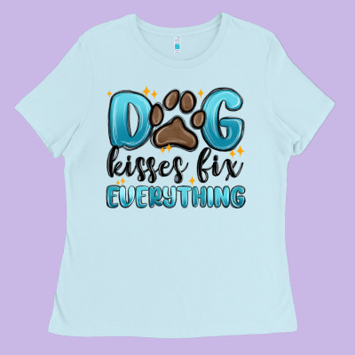 Ladies Tee dog kisses fix everything