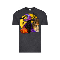 Vintage Black black witch cat coffin and moon Vintage Tee - BundleAndBundleShop