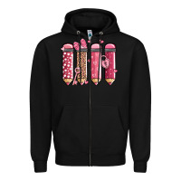 Black valentine' day teacher school pencils Zipper Hoodie - MaliasSmallBusiness