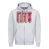 Heather Grey valentine' day teacher school pencils Zipper Hoodie - MaliasSmallBusiness