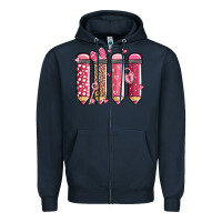 Navy valentine' day teacher school pencils Zipper Hoodie - MaliasSmallBusiness