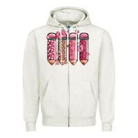 Oatmeal Heather valentine' day teacher school pencils Zipper Hoodie - MaliasSmallBusiness