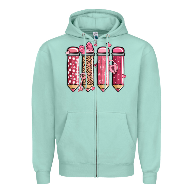 Valentine' Day Teacher School Pencils Zipper Hoodie by MaliasSmallBusiness | Teevron