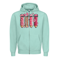 Seafoam valentine' day teacher school pencils Zipper Hoodie - MaliasSmallBusiness