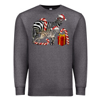 Charcoal Heather Christmas Zebra Baby And Mama Premium Sweatshirt - LillyAllenDesigns
