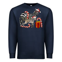 Navy Christmas Zebra Baby And Mama Premium Sweatshirt - LillyAllenDesigns