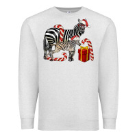 Oatmeal Heather Christmas Zebra Baby And Mama Premium Sweatshirt - LillyAllenDesigns