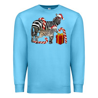 Ocean Blue Christmas Zebra Baby And Mama Premium Sweatshirt - LillyAllenDesigns