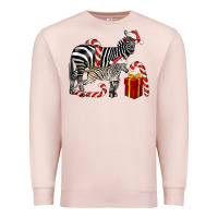 Pale Pink Christmas Zebra Baby And Mama Premium Sweatshirt - LillyAllenDesigns