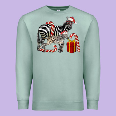Christmas Zebra Baby And Mama Premium Sweatshirt Designed By Lillyallendesigns