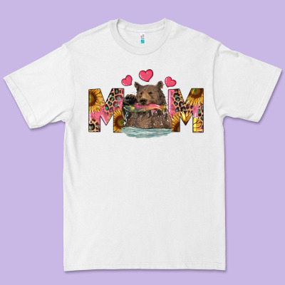 Premium Tee mom bear with sunflowers