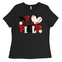 Black my heart is on that field baseball Ladies Tee - MaliasSmallBusiness