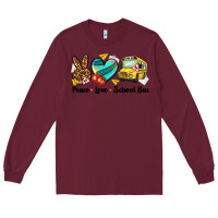 Burgundy peace love school bus Long Sleeve Tee - NancyCooperArtShop