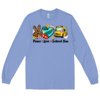 Colony Blue peace love school bus Long Sleeve Tee - NancyCooperArtShop