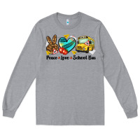 Heather Grey peace love school bus Long Sleeve Tee - NancyCooperArtShop