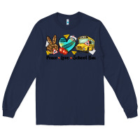 Navy peace love school bus Long Sleeve Tee - NancyCooperArtShop