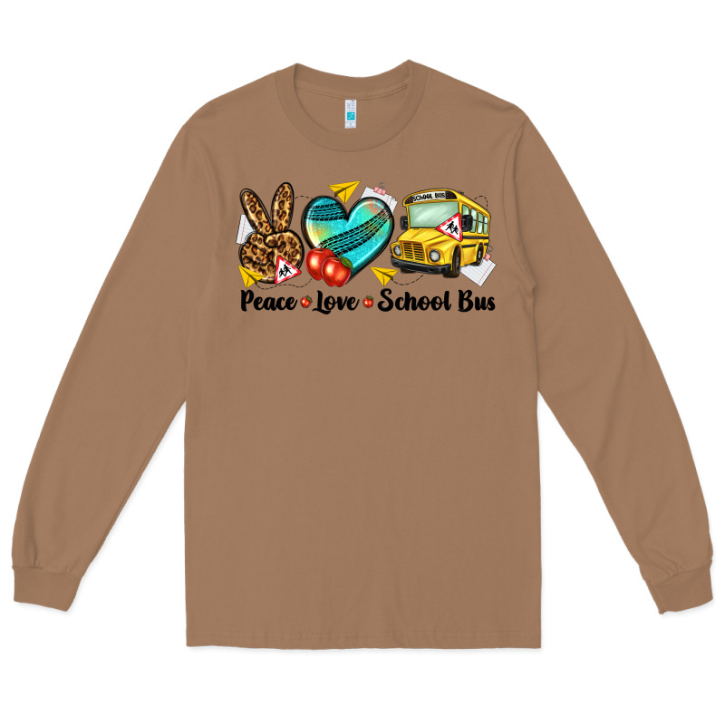 Peace Love School Bus Long Sleeve Tee by NancyCooperArtShop | Teevron