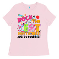 Bubblegum Pink rock the test don't stress! just do your best Ladies Tee - JahusDesignShop