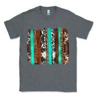 Charcoal Heather western cowhide wood and turquoise glitter brushstrokes Classic Tee - Artiststas