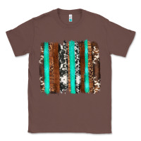 Chestnut western cowhide wood and turquoise glitter brushstrokes Classic Tee - Artiststas