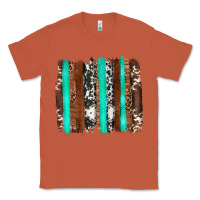 Copper western cowhide wood and turquoise glitter brushstrokes Classic Tee - Artiststas