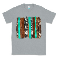 Heather Grey western cowhide wood and turquoise glitter brushstrokes Classic Tee - Artiststas