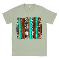 Matcha western cowhide wood and turquoise glitter brushstrokes Classic Tee - Artiststas