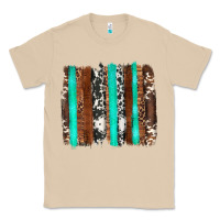 Mushroom western cowhide wood and turquoise glitter brushstrokes Classic Tee - Artiststas