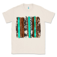 Natural western cowhide wood and turquoise glitter brushstrokes Classic Tee - Artiststas