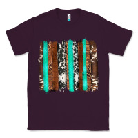 Plum western cowhide wood and turquoise glitter brushstrokes Classic Tee - Artiststas