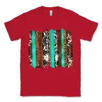Red western cowhide wood and turquoise glitter brushstrokes Classic Tee - Artiststas