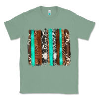 Sage western cowhide wood and turquoise glitter brushstrokes Classic Tee - Artiststas